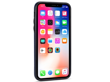 Synthetic Leather Back Cover for iPhone Xs/X - Midnight Blue