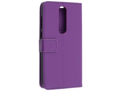 Synthetic Leather Wallet Case with Stand for Nokia 5.1 Plus - Purple Leather Wallet Case
