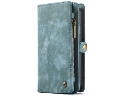 CaseMe 2-in-1 Synthetic Leather Wallet Case for iPhone XR - Teal/Ash