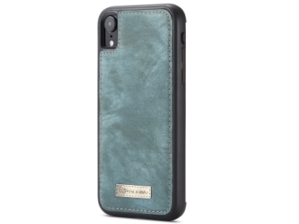 CaseMe 2-in-1 Synthetic Leather Wallet Case for iPhone XR - Teal/Ash