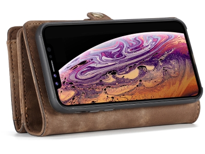 CaseMe 2-in-1 Synthetic Leather Wallet Case for iPhone XR - Beige/Tan