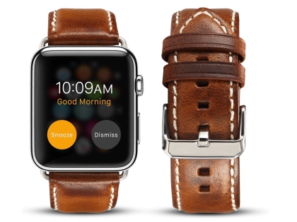 Premium Rustic Inspired Leather Band for 42/44 mm Apple Watch  - Burnt Orange Watch Band