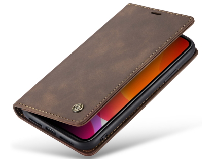 CaseMe Slim Synthetic Leather Wallet Case with Stand for iPhone 11 - Chocolate