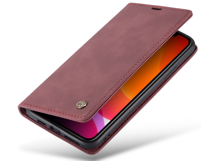 CaseMe Slim Synthetic Leather Wallet Case with Stand for iPhone 11 Pro - Burgundy