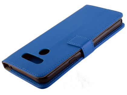 Synthetic Leather Wallet Case with Stand for LG Q60 - Blue Leather Wallet Case