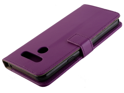 Synthetic Leather Wallet Case with Stand for LG Q60 - Purple Leather Wallet Case