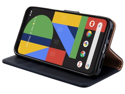 Premium Leather Wallet Case for Google Pixel 4 - Midnight Blue