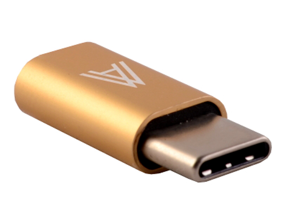 Micro USB to USB-C Adapter - Gold USB-C to Micro USB