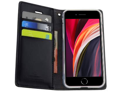 Mercury Goospery Blue Moon Wallet Case for iPhone SE 2 / SE 3 - Black