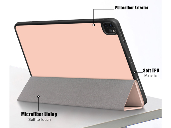 Premium Slim Synthetic Leather Case with Stand for iPad Pro 12.9 - 2018 (3rd Gen) - Apricot