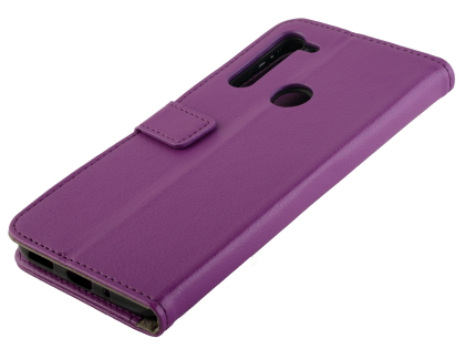 Synthetic Leather Wallet Case with Stand for OPPO RealMe C3 - Purple Leather Wallet Case