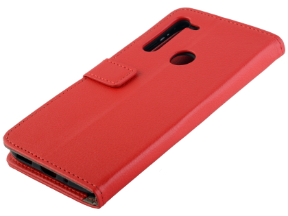 Synthetic Leather Wallet Case with Stand for OPPO RealMe C3 - Red Leather Wallet Case