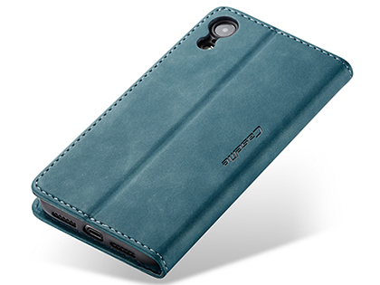 CaseMe Slim Synthetic Leather Wallet Case with Stand for iPhone XR - Teal
