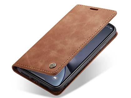 CaseMe Slim Synthetic Leather Wallet Case with Stand for iPhone XR - Tan