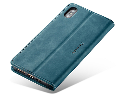 CaseMe Slim Synthetic Leather Wallet Case with Stand for iPhone Xs Max - Teal