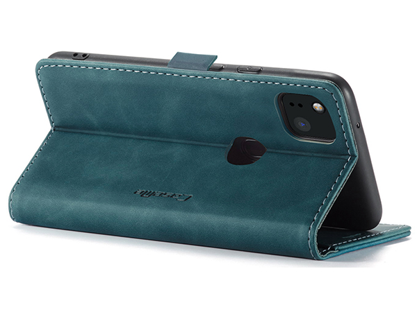 CaseMe Slim Synthetic Leather Wallet Case with Stand for Google Pixel 4a - Teal