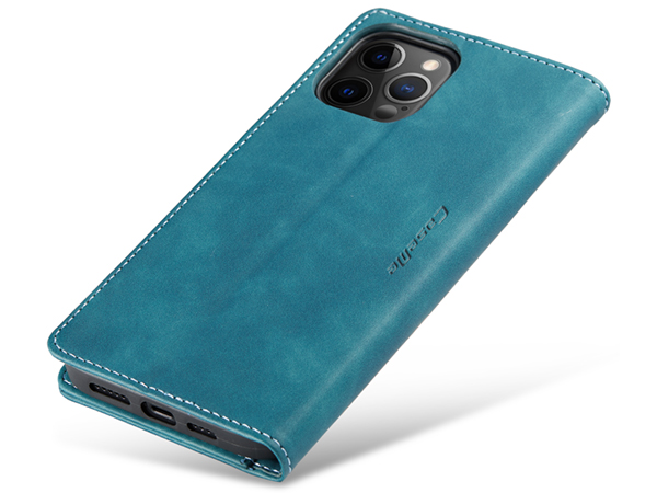 CaseMe Slim Synthetic Leather Wallet Case with Stand for iPhone 12 Pro Max - Teal