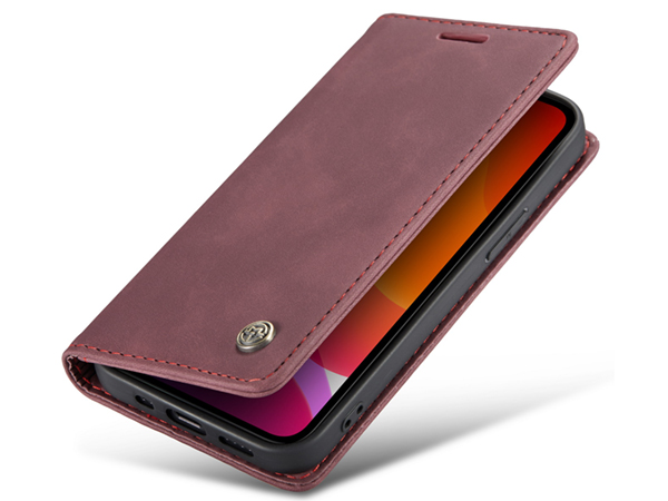 CaseMe Slim Synthetic Leather Wallet Case with Stand for iPhone 12 Pro Max - Burgundy