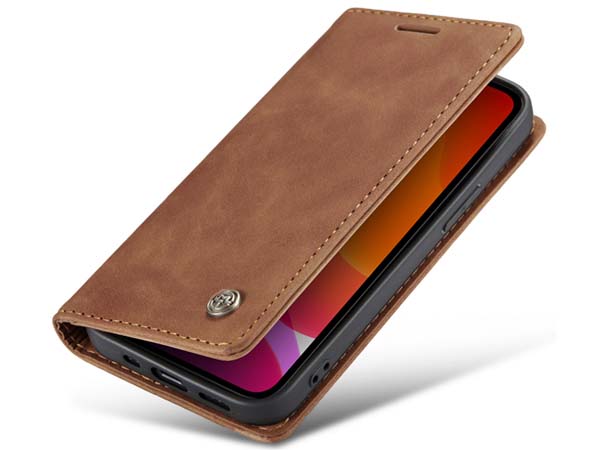 CaseMe Slim Synthetic Leather Wallet Case with Stand for iPhone 12 Pro - Tan