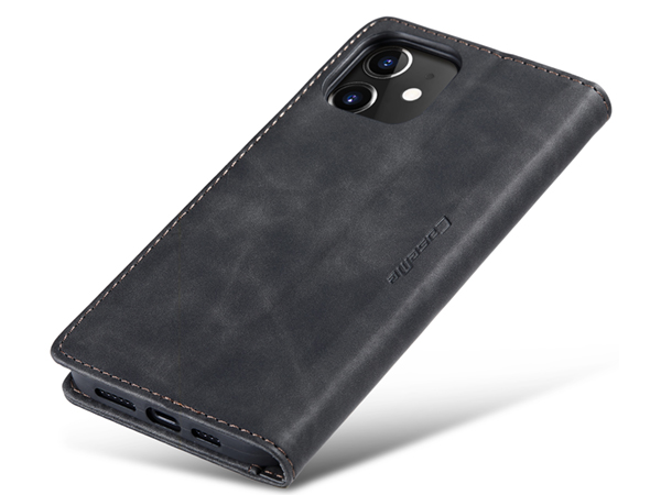 CaseMe Slim Synthetic Leather Wallet Case with Stand for iPhone 12 Mini - Charcoal