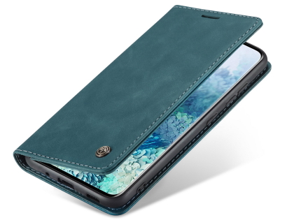 CaseMe Slim Synthetic Leather Wallet Case with Stand for Samsung Galaxy S20 FE 5G - Teal Leather Wallet Case