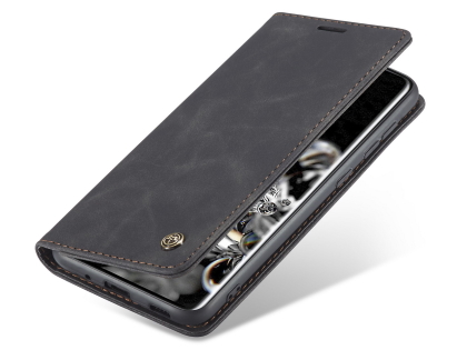 CaseMe Slim Synthetic Leather Wallet Case with Stand for Samsung Galaxy S20 FE 5G - Charcoal Leather Wallet Case