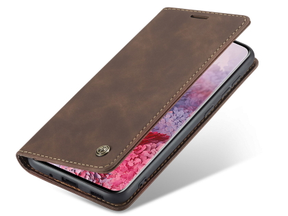 CaseMe Slim Synthetic Leather Wallet Case with Stand for Samsung Galaxy S20 FE 5G - Chocolate Leather Wallet Case