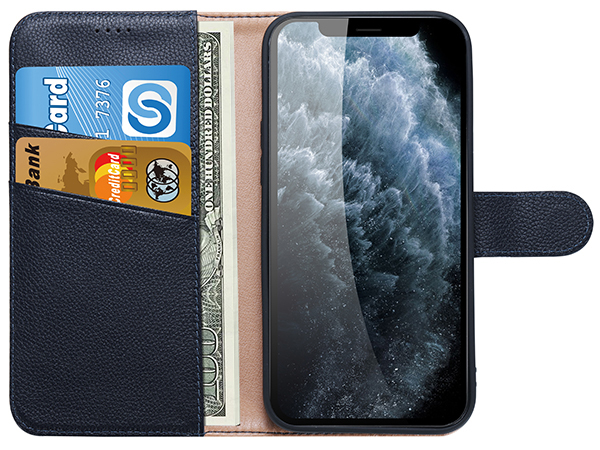 Premium Leather Wallet Case for Apple iPhone 12 Mini - Midnight Blue