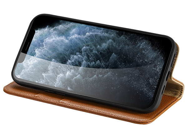 Premium Leather Wallet Case for Apple iPhone 12 Mini - Caramel