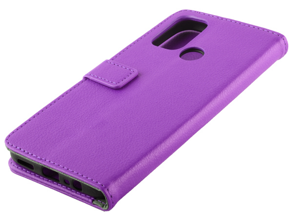 Synthetic Leather Wallet Case with Stand for OPPO A53s/A53 (2020) - Purple Leather Wallet Case