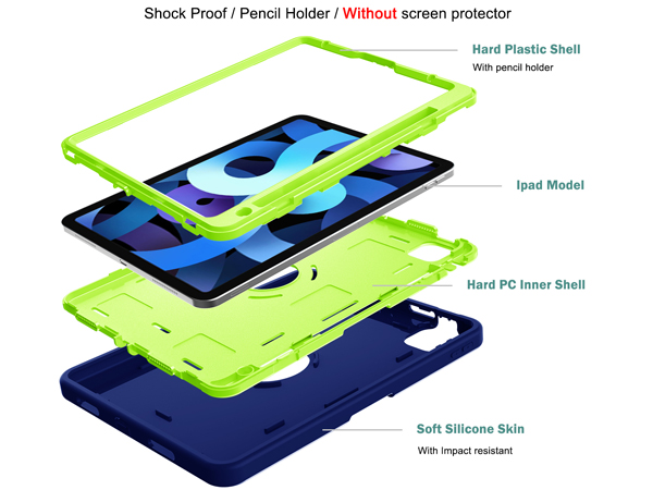 Impact Case for iPad Pro 11 (2020) - Navy/Lime