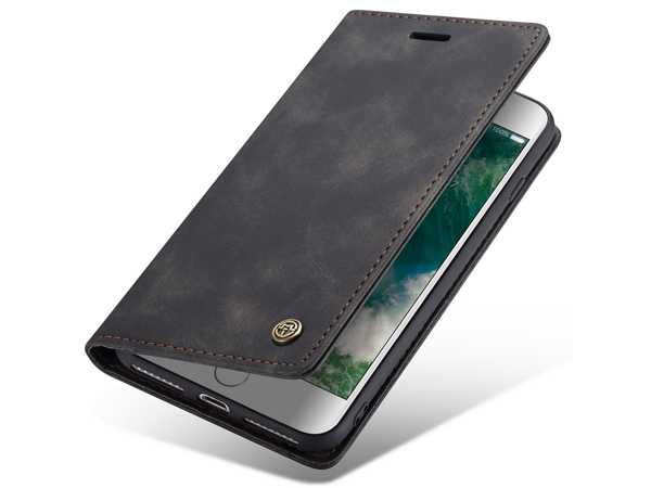 CaseMe Slim Synthetic Leather Wallet Case with Stand for iPhone 8 Plus/7 Plus - Charcoal
