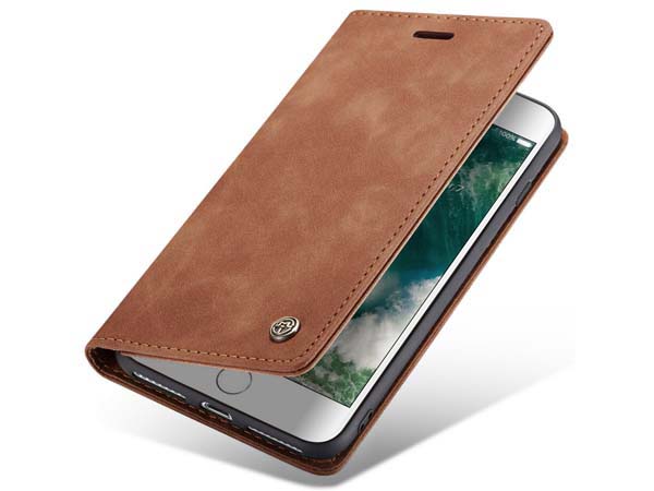 CaseMe Slim Synthetic Leather Wallet Case with Stand for iPhone 8 Plus/7 Plus - Tan