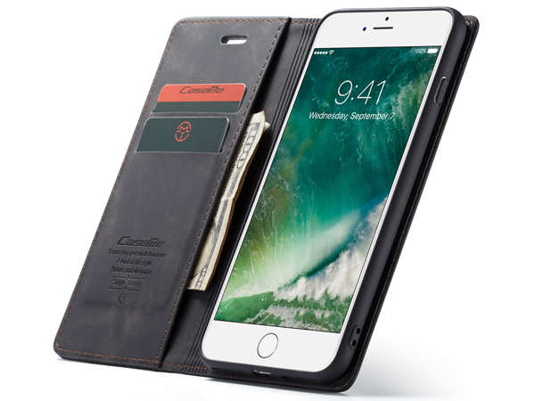 CaseMe Slim Synthetic Leather Wallet Case with Stand for iPhone 6 Plus/6s Plus - Charcoal