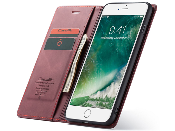 CaseMe Slim Synthetic Leather Wallet Case with Stand for iPhone 6 Plus/6s Plus - Burgundy