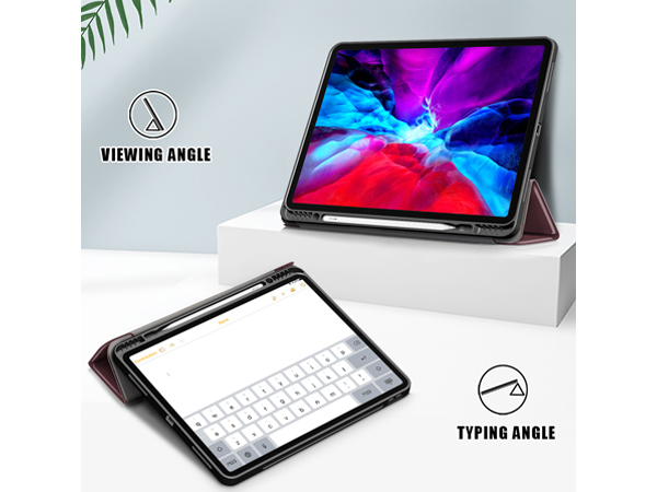 Premium Slim Synthetic Leather Case with Stand for iPad Pro 12.9 - 2018 (3rd Gen) - Burgundy
