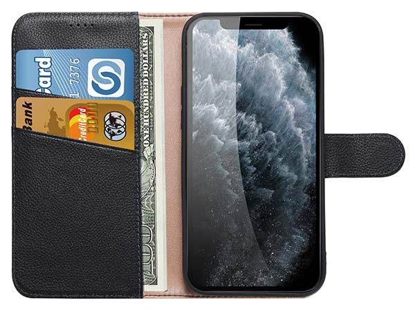 Premium Leather Wallet Case for Apple iPhone 13 Mini - Black
