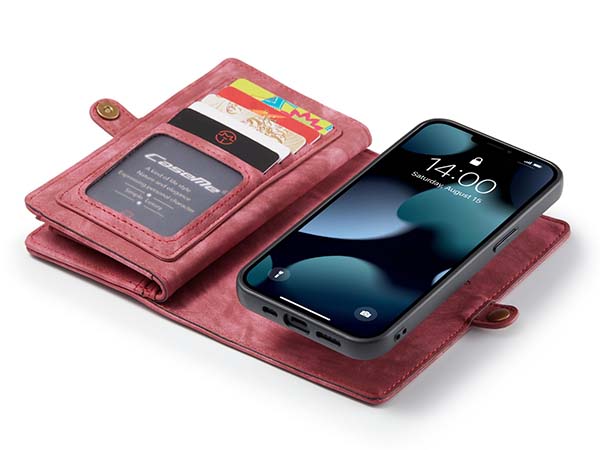 CaseMe 2-in-1 Synthetic Leather Wallet Case for iPhone 13 Mini - Pink/Blush
