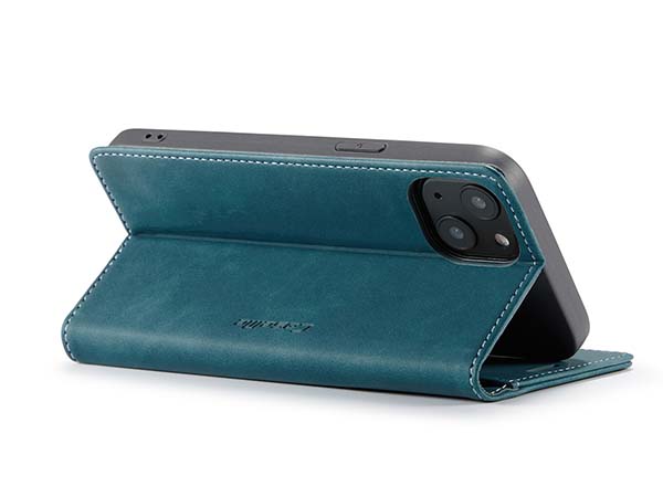 CaseMe Slim Synthetic Leather Wallet Case with Stand for iPhone 13 - Teal