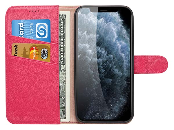 Premium Leather Wallet Case for Apple iPhone 13 Pro - Pink