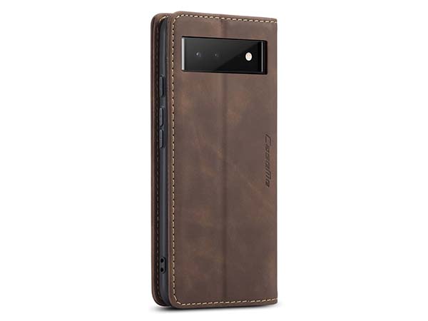 CaseMe Slim Synthetic Leather Wallet Case with Stand for Google Pixel 6 - Chocolate