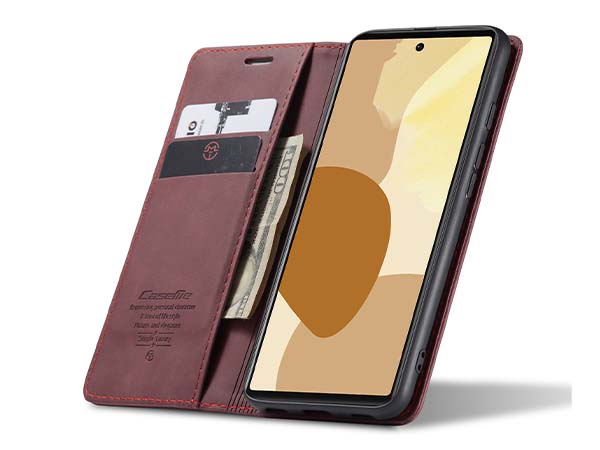 CaseMe Slim Synthetic Leather Wallet Case with Stand for Google Pixel 6 - Burgundy