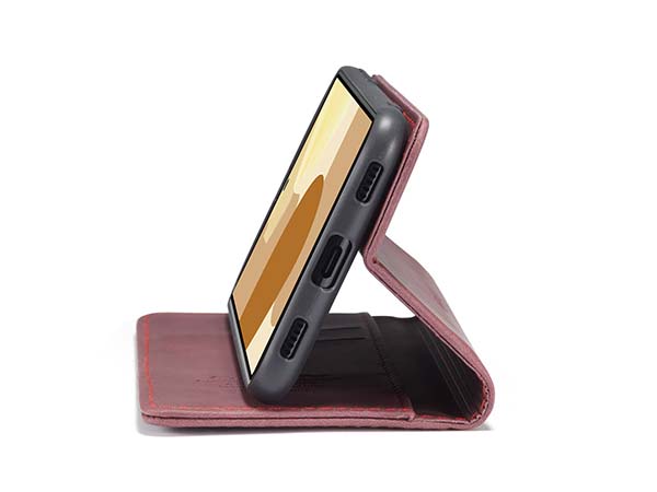 CaseMe Slim Synthetic Leather Wallet Case with Stand for Google Pixel 6 - Burgundy