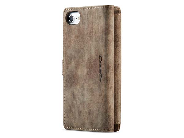 CaseMe Synthetic Leather Wallet Case with Zipper Pocket for iPhone SE 2 / SE 3 - Desert Taupe