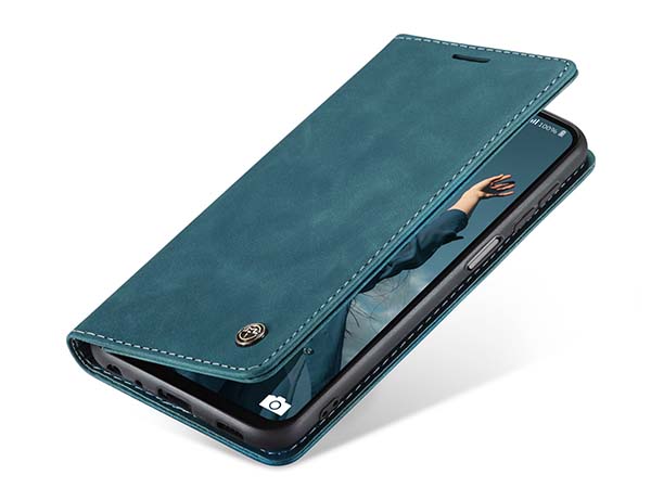 CaseMe Slim Synthetic Leather Wallet Case with Stand for Samsung Galaxy A23 - Teal Leather Wallet Case