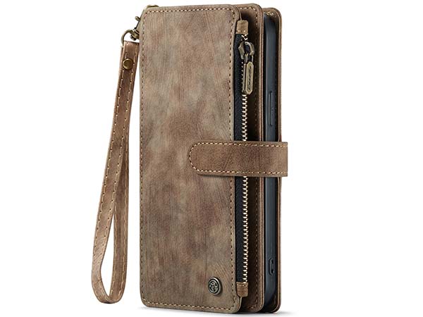 CaseMe Synthetic Leather Wallet Case with Zipper Pocket for iPhone 13 Pro Max - Desert Taupe
