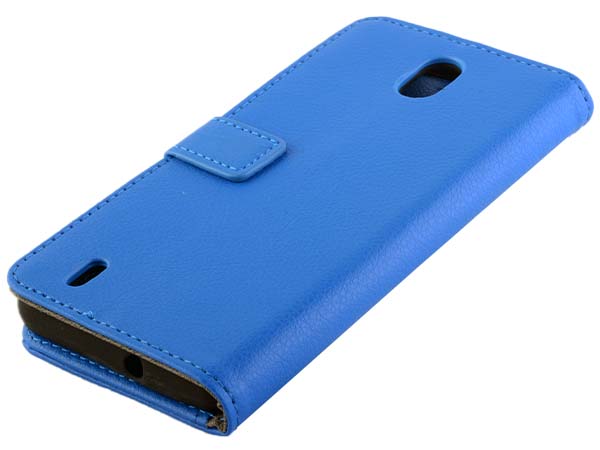 Synthetic Leather Wallet Case with Stand for Nokia C01 Plus - Blue Leather Wallet Case