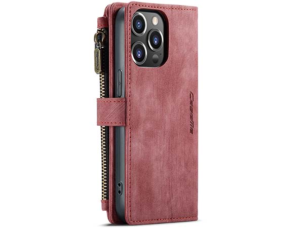 CaseMe Synthetic Leather Wallet Case with Zipper Pocket for iPhone 14 Pro Max - Blush
