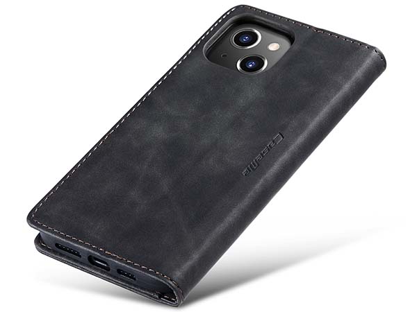 CaseMe Slim Synthetic Leather Wallet Case with Stand for iPhone 14 Plus - Charcoal