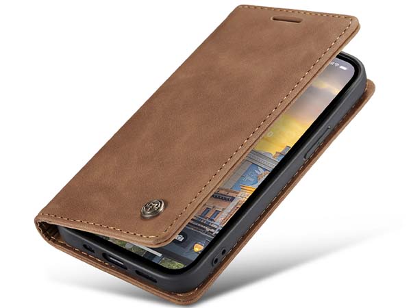 CaseMe Slim Synthetic Leather Wallet Case with Stand for iPhone 14 Pro - Tan